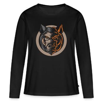 Eber, geschenk schwein sau wildschwein - Frauen Premium Bio Langarmshirt - Schwarz - Vorne - Julia (174cm)