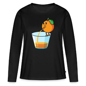Pipi orange, fruit jus d'orange fruit - T-shirt manches longues Premium bio Femme - noir - Devant - Julia (174cm)