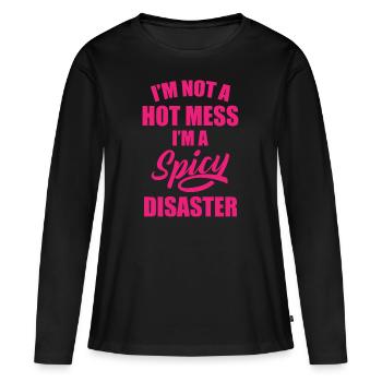 Spicy Disaster, messy funny funny - Women's Premium Organic Long Sleeve Shirt - black - Front - Julia (174cm)