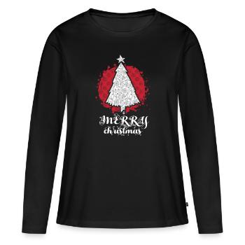 Cheerful Merry Christmas Loving Tree - Women's Premium Organic Long Sleeve Shirt - black - Front - Julia (174cm)
