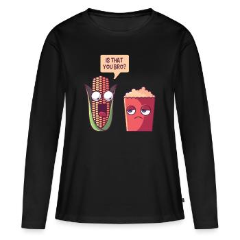 Popcorn - T-shirt manches longues Premium bio Femme - noir - Devant - Julia (174cm)