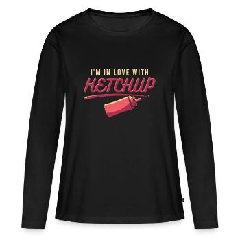 Amoureux du ketchup - T-shirt manches longues Premium bio Femme - noir - Devant - Julia (174cm)
