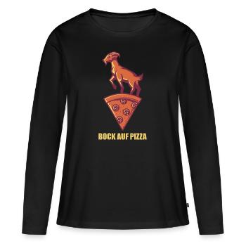 Bock auf Pizza - Frauen Premium Bio Langarmshirt - Schwarz - Vorne - Julia (174cm)