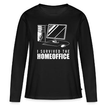 J'ai survécu au Home Office - T-shirt manches longues Premium bio Femme - noir - Devant - Julia (174cm)