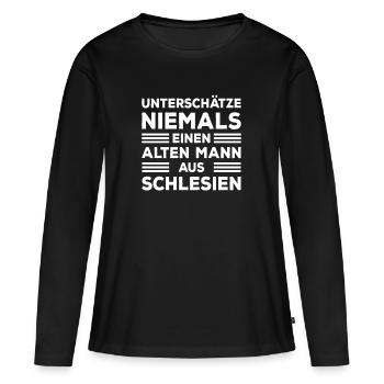 Schlesien Oberschlesien Opa Papa - Frauen Premium Bio Langarmshirt - Schwarz - Vorne - Julia (174cm)