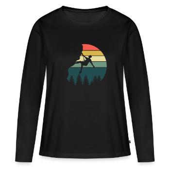 Kletterer Geschenk Bergsteiger Retro Boulder - Frauen Premium Bio Langarmshirt - Schwarz - Vorne - Julia (174cm)