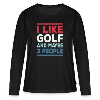 J'aime le golf et les sports de golfeur à 3 personnes - T-shirt manches longues Premium bio Femme - noir - Devant - Julia (174cm)
