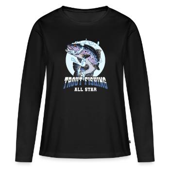 Pêcheur Pêcheur Pêcheurs Pêche - T-shirt manches longues Premium bio Femme - noir - Devant - Julia (174cm)