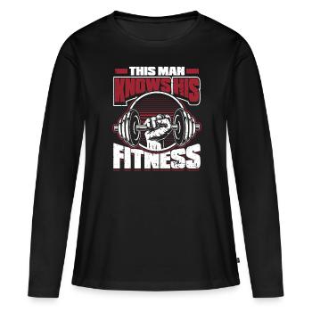 Fitness Training Gym Workout Poids - T-shirt manches longues Premium bio Femme - noir - Devant - Julia (174cm)