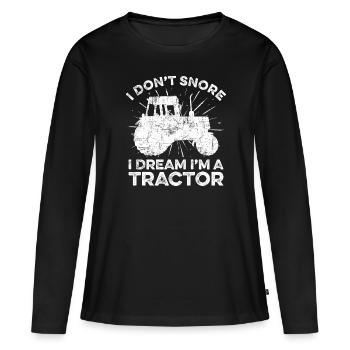 Je ne ronfle pas, je rêve que je suis un tracteur régénératif - T-shirt manches longues Premium bio Femme - noir - Devant - Julia (174cm)