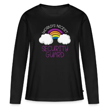 Service de sécurité des agents de sécurité - T-shirt manches longues Premium bio Femme - noir - Devant - Julia (174cm)