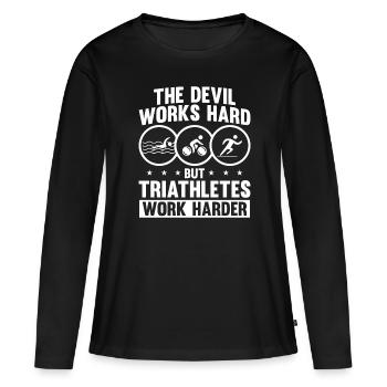 Triathlon - T-shirt manches longues Premium bio Femme - noir - Devant - Julia (174cm)