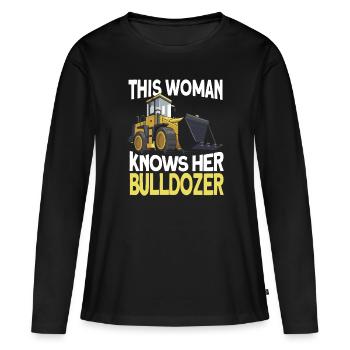 Bulldozer bulldozer crawler - T-shirt manches longues Premium bio Femme - noir - Devant - Julia (174cm)