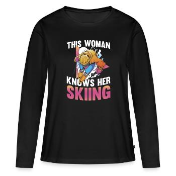 Ski Skiing Skis - Women's Premium Organic Long Sleeve Shirt - black - Front - Julia (174cm)