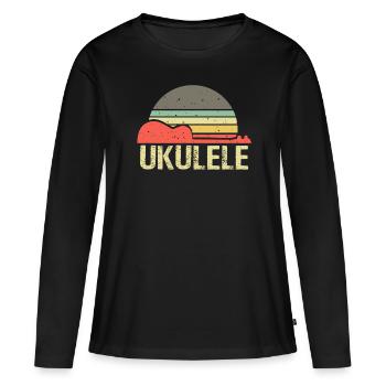 Ukulélé - T-shirt manches longues Premium bio Femme - noir - Devant - Julia (174cm)