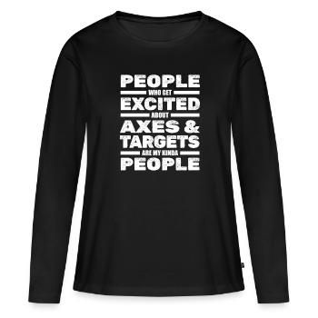 Hache lancer de hache - T-shirt manches longues Premium bio Femme - noir - Devant - Julia (174cm)