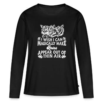 Rose Roses Rose Garden Jardinier - T-shirt manches longues Premium bio Femme - noir - Devant - Julia (174cm)