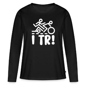 Triathlon - T-shirt manches longues Premium bio Femme - noir - Devant - Julia (174cm)