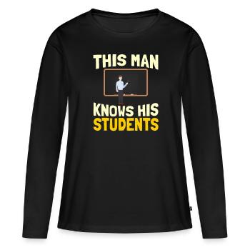 École d’enseignants Pédagogue enseignant - T-shirt manches longues Premium bio Femme - noir - Devant - Julia (174cm)