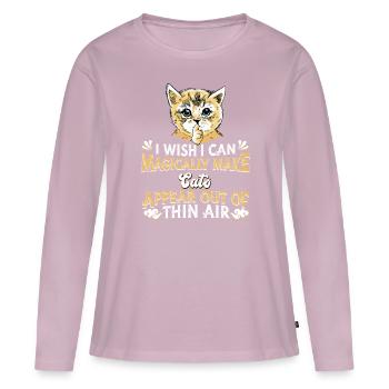 Location de chat Chat Domestique Cat - T-shirt manches longues Premium bio Femme - rose poudré - Devant - Julia (174cm)