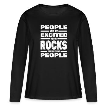 Géologue Pierres Pierre Collectionneur Pétrologie - T-shirt manches longues Premium bio Femme - noir - Devant - Julia (174cm)