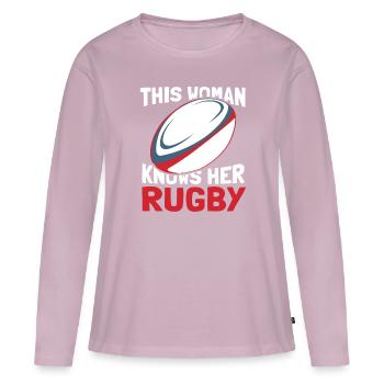 Rugby - Frauen Premium Bio Langarmshirt - Altrosa - Vorne - Julia (174cm)