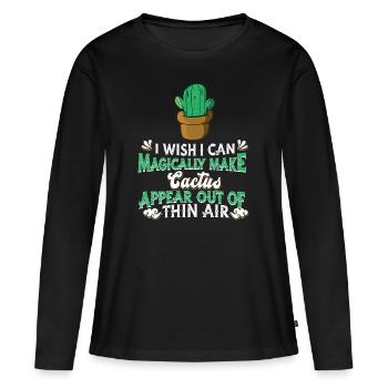 Cactus arbuste Cactus piquant jardinier de jardin - T-shirt manches longues Premium bio Femme - noir - Devant - Julia (174cm)