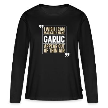 Knoblauch Gewürz Knobi Knofi - Frauen Premium Bio Langarmshirt - Schwarz - Vorne - Julia (174cm)