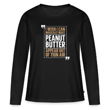 Erdnussbutter Beurre d’arachide Snack - T-shirt manches longues Premium bio Femme - noir - Devant - Julia (174cm)