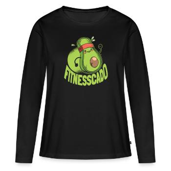Fitness Training Gym Workout Poids - T-shirt manches longues Premium bio Femme - noir - Devant - Julia (174cm)