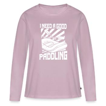 Rafting Canoë Kayak d’eau vive - T-shirt manches longues Premium bio Femme - rose poudré - Devant - Julia (174cm)