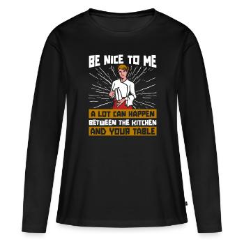 Serveuse Serveuse - T-shirt manches longues Premium bio Femme - noir - Devant - Julia (174cm)