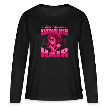 Coiffeur Coiffeur Coiffure Coiffure Coiffure Coiffure - T-shirt manches longues Premium bio Femme - noir - Devant - Julia (174cm)