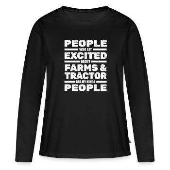 Trekker Tracteur Tracteur Agriculteur Agriculteur - T-shirt manches longues Premium bio Femme - noir - Devant - Julia (174cm)