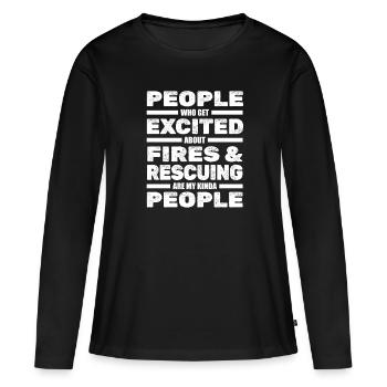 Pompier volontaire Pompier - T-shirt manches longues Premium bio Femme - noir - Devant - Julia (174cm)
