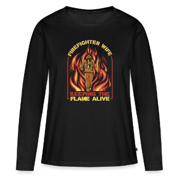 Pompier volontaire Pompier - T-shirt manches longues Premium bio Femme - noir - Devant - Julia (174cm)