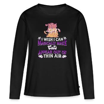 Location de chat Chat Domestique Cat - T-shirt manches longues Premium bio Femme - noir - Devant - Julia (174cm)