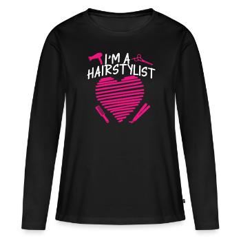 Coiffeur Coiffeur Coiffure Coiffure Coiffure Coiffure - T-shirt manches longues Premium bio Femme - noir - Devant - Julia (174cm)