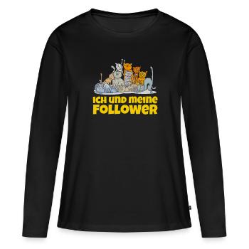 Location de chat Chat Domestique Cat - T-shirt manches longues Premium bio Femme - noir - Devant - Julia (174cm)
