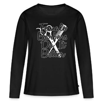 Coiffeur Coiffeur Coiffure Coiffure Coiffure Coiffure - T-shirt manches longues Premium bio Femme - noir - Devant - Julia (174cm)