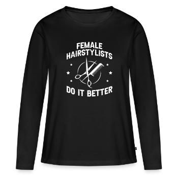 Coiffeur Coiffeur Coiffure Coiffure Coiffure Coiffure - T-shirt manches longues Premium bio Femme - noir - Devant - Julia (174cm)
