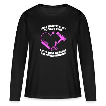 Coiffeur Coiffeur Coiffure Coiffure Coiffure Coiffure - T-shirt manches longues Premium bio Femme - noir - Devant - Julia (174cm)