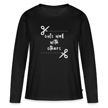 Coiffeur Coiffeur Coiffure Coiffure Coiffure Coiffure - T-shirt manches longues Premium bio Femme - noir - Devant - Julia (174cm)