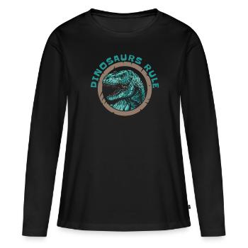 Dinosaurier Erwachsener Dinosaurier - Frauen Premium Bio Langarmshirt - Schwarz - Vorne - Julia (174cm)