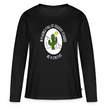 Cactus Jardin Cactus - T-shirt manches longues Premium bio Femme - noir - Devant - Julia (174cm)
