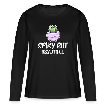Cactus Jardin Cactus - T-shirt manches longues Premium bio Femme - noir - Devant - Julia (174cm)
