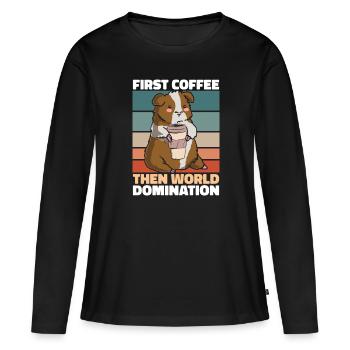 Cochon d’Inde Café cochon d’Inde - T-shirt manches longues Premium bio Femme - noir - Devant - Julia (174cm)
