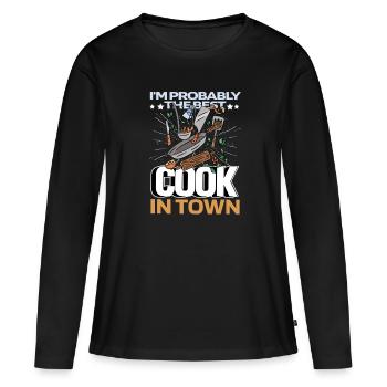 Ustensiles de cuisine de cuisine - T-shirt manches longues Premium bio Femme - noir - Devant - Julia (174cm)
