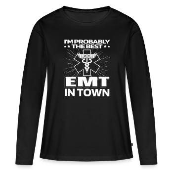 Service ambulancier paramédical - T-shirt manches longues Premium bio Femme - noir - Devant - Julia (174cm)