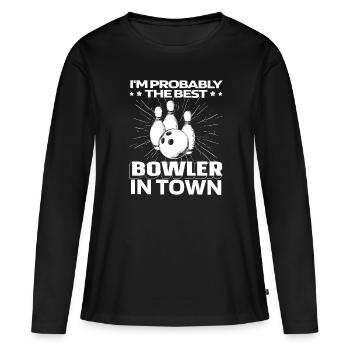 Bowling Bowlen Bowler Lustig - Frauen Premium Bio Langarmshirt - Schwarz - Vorne - Julia (174cm)